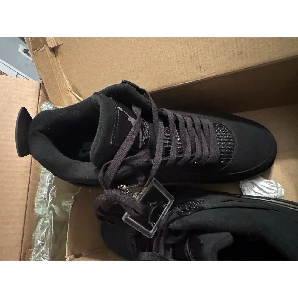 Jordan Air Jordan 4 Mid Top Basketball Sneakers Black Lace-Up Men's